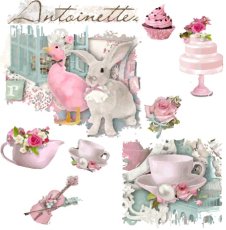 画像2: 【陶器用】Antoinette's tea time転写紙 -アントワネット-　A3サイズ | ポーセラーツ転写紙 (2)