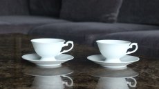 画像2: □白磁□☆特価☆1客あたり290円 高台ティー・コーヒーカップ＆ソーサー　２客セット ＊アウトレット品  | ポーセラーツ白磁 (2)